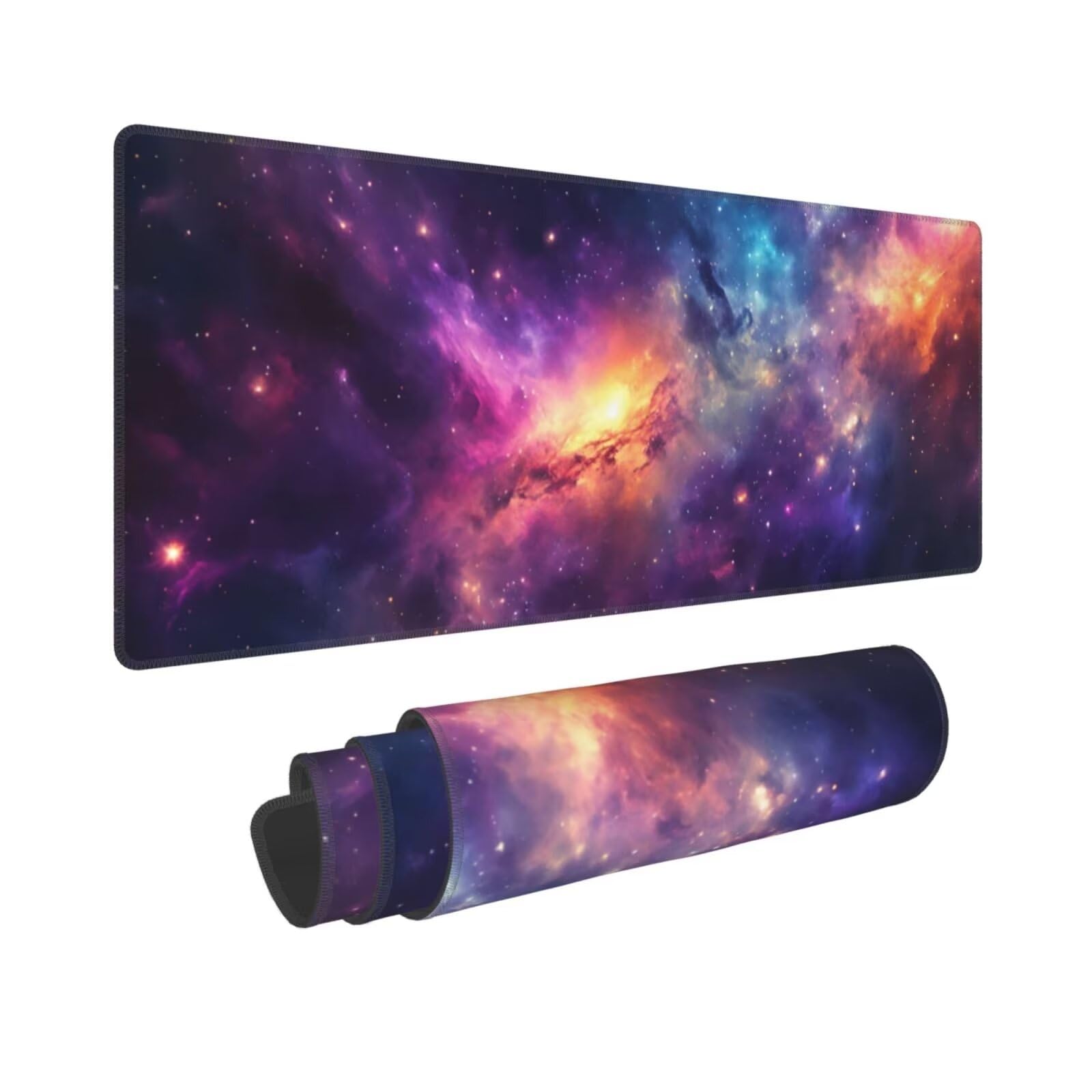 Tappetino Mouse, Tappetino Mouse Gaming Grande XXL 1500x800x3mm Tappetino Scrivania Mouse Pad, Base in Gomma Antiscivolo, Bordi Cuciti,Lavabile, Mousepad per Ufficio e Gaming (Dreamy Universe) R-512