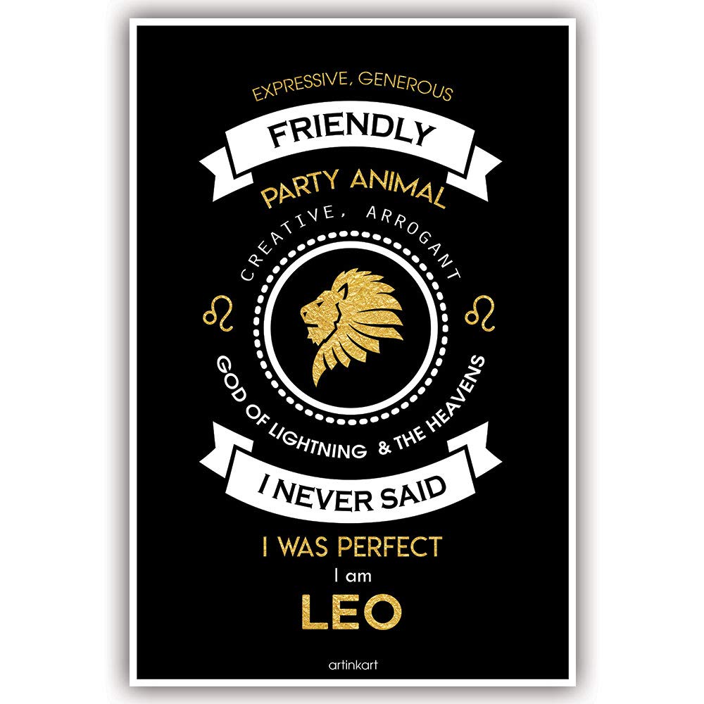 ArtinKart-Leo Poster, Astrology Posters For Wall, Zodiac Sign Posters, Birth Sign Posters, Horoscope Wall Art 12X18 inch (Unframed)