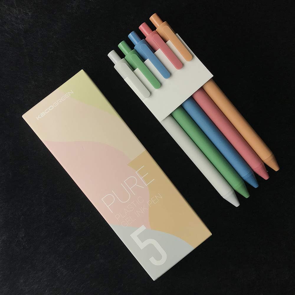 Kaco Pure Retractable Gel Ink Pens Morandi Colored Ink 0.5mm Extra Fine Point 5-Pack
