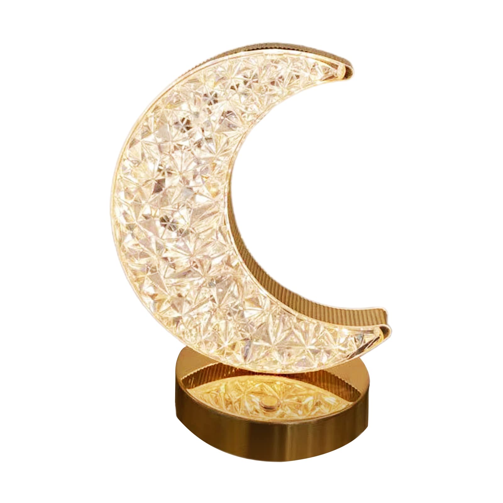 1 Crystal Table Lamp, 3 Color Changing Touch Crystal Lamp Led Rechargeable Crystal Diamond Table Lamps Acrylic Modern Style Bedside Lamp, Moon