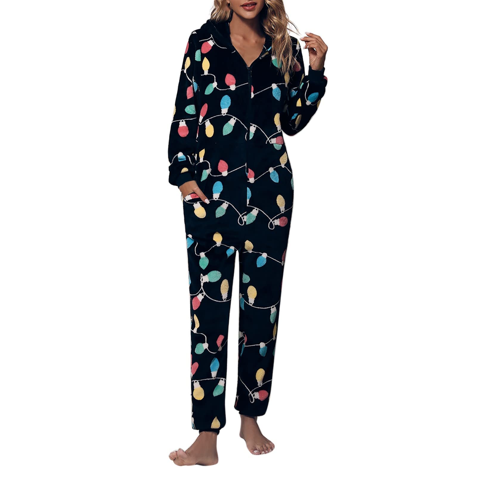 MJGkhiy Pijama entero animal adulto talla grande manga larga pijama entero de forro polar mono de una pieza invierno con cremallera cómodo peluche ropa de noche conjunto pijamas largos Homewear,