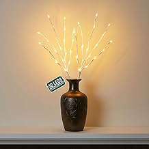GloBrite 2 Pack LED Twig Branch Lights - Warm White Decorative Willow Branches, Battery Powered Lights, Home & Indoor Christmas Decorations, Cozy Festive Décor with White Branches (20 LEDs)