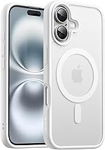 JETech Magnetic Case for iPhone 16 6.1 Inch Compatible with MagSafe, Translucent Back Cover Case Matte Slim Shockproof (White)
