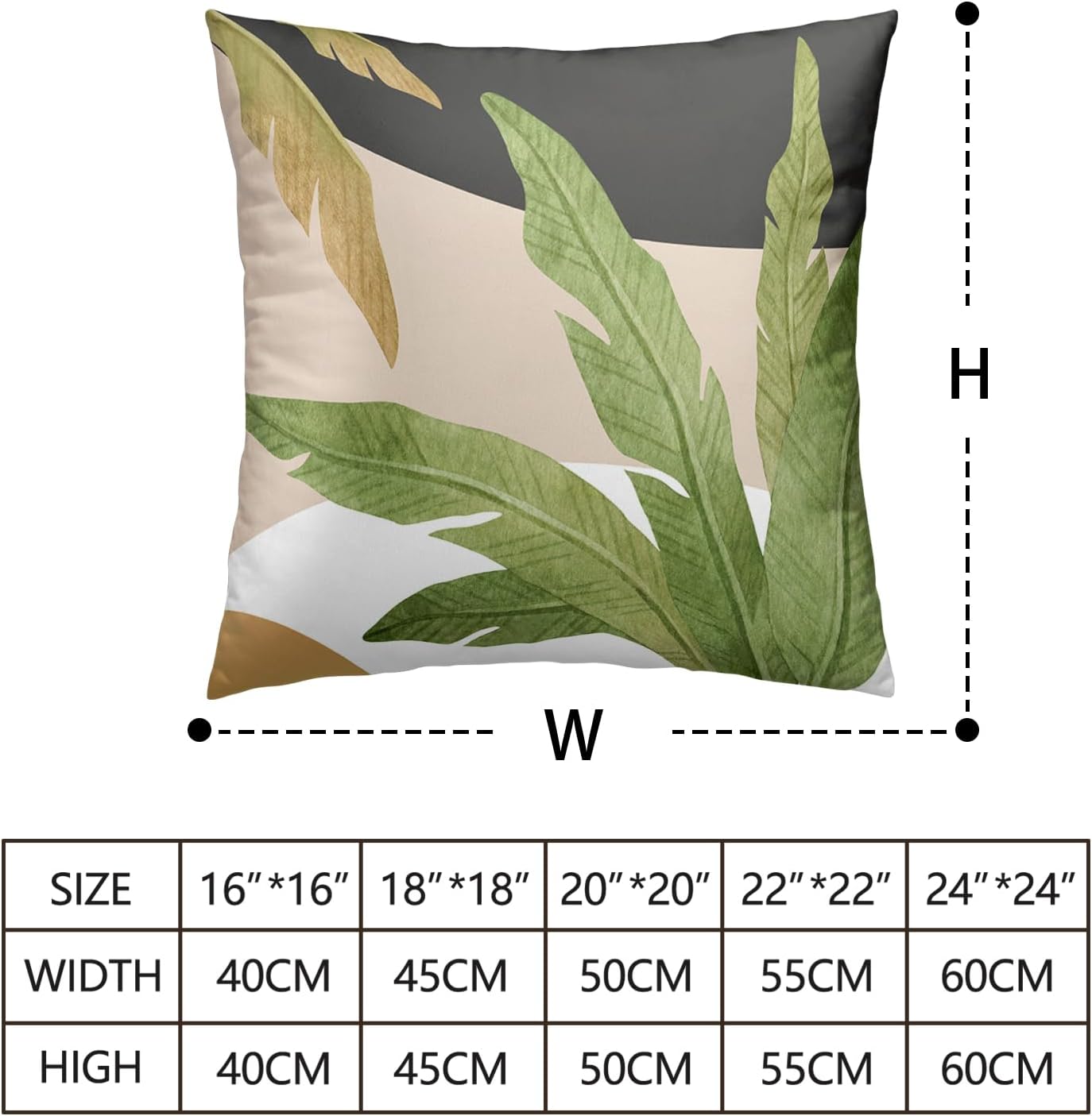 Green Leaves Spring Summer Throw Pillow Covers Geometric Palm Tree Pillow Covers 18x18 Set of 2 Modern Home Decor Room Tropical Outdoor Decorative Pillowcase for Sofa Bed Couch - Image 6