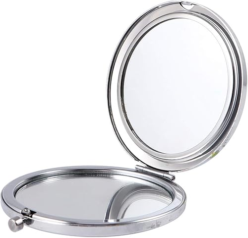 Miniatura 6 de Espejo redondo de 1 pieza, espejo compacto con bolsillo de diamantes de imitación, espejo cosmético de doble cara, espejo plegable redondo para