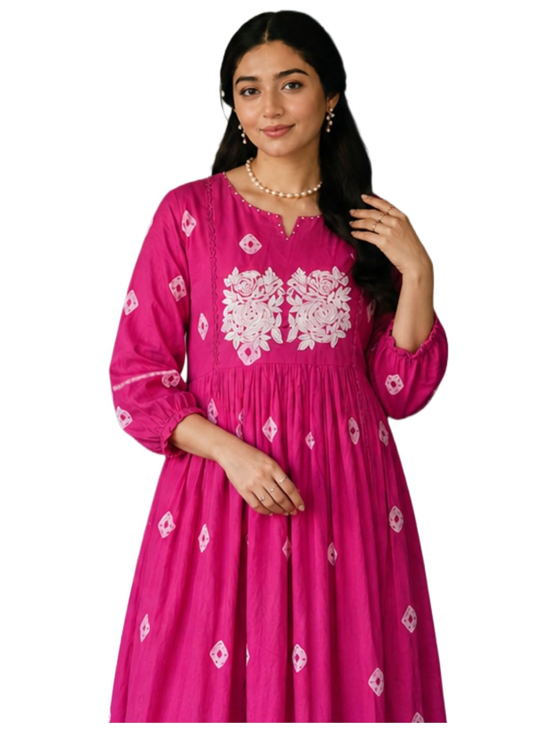 anni designer Co Ord Set for Women Viscose Printed | Kurti Set for Woman | Anarkali Kurta Pant Co Ord Set | 2 Piece Set Women | 3/4 Sleeve Round Neck V-Slit Suit Set Stylish Ethnic Outfit Clothing-picture-11