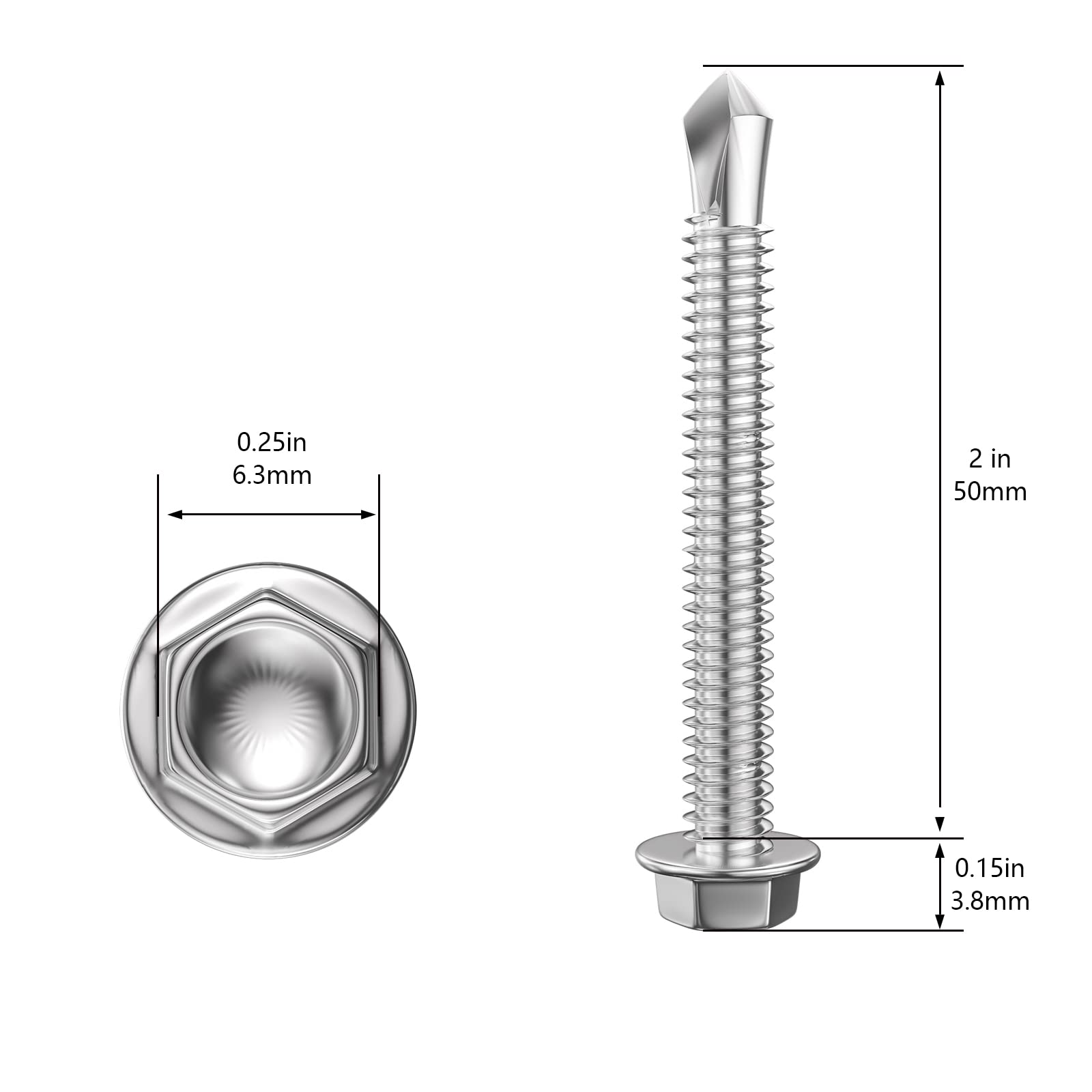 410 Stainless Steel Self-Tapping Screws - 150 Pcs -2 410 Stainless Steel Self-Tapping Screws - 150 Pcs -2