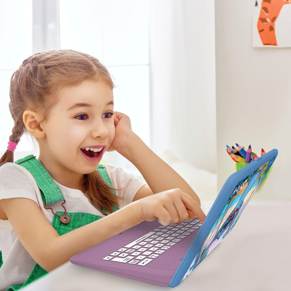 Lexibook Disney Stitch - Ordenador portátil Educativo bilingüe inglés/francés, 124 Actividades de Idioma, Escritura, matemáticas, lógica, música y Juegos, niños y niñas, JC598Di1LXB