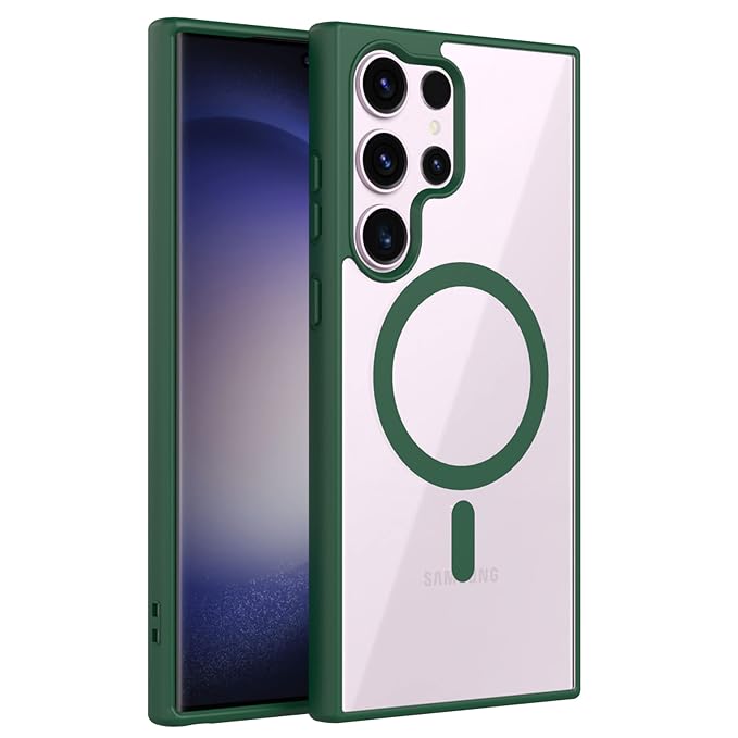 amazon basics Back Case Cover for Samsung Galaxy S24 Ultra 5G (Thermoplastic Polyurethane_MagSafe-Green)