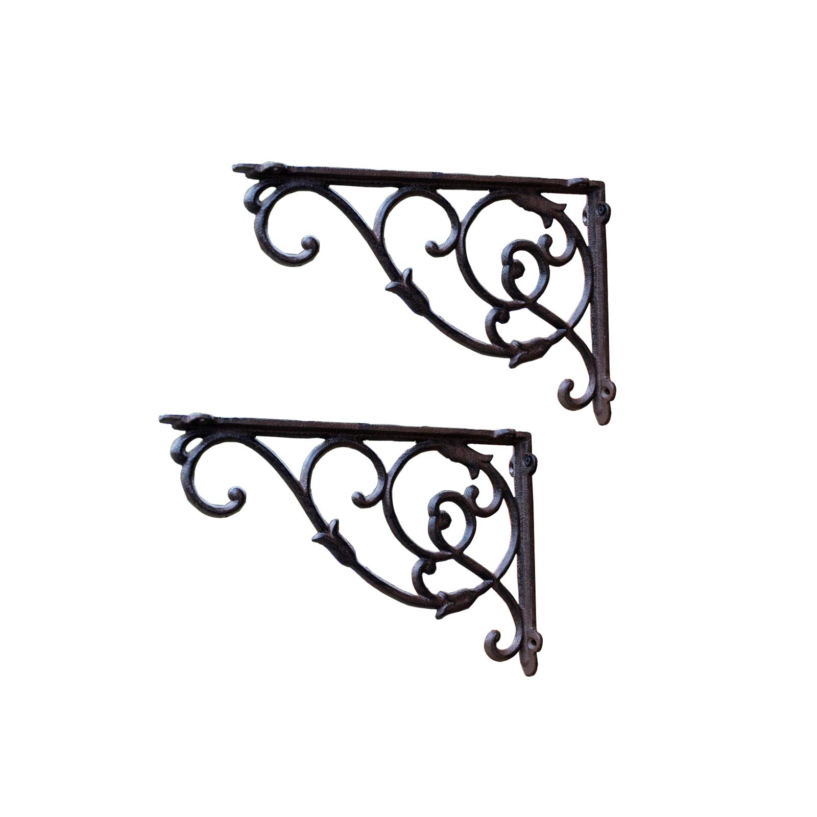 Hierro Shelf Brackets,Vintage Antique Style Pared Escuadras de Metal,Ángulo de 90 Grados para Diy Estantes de Tablero Flotante,Negro Hardware Incluido,1 Par