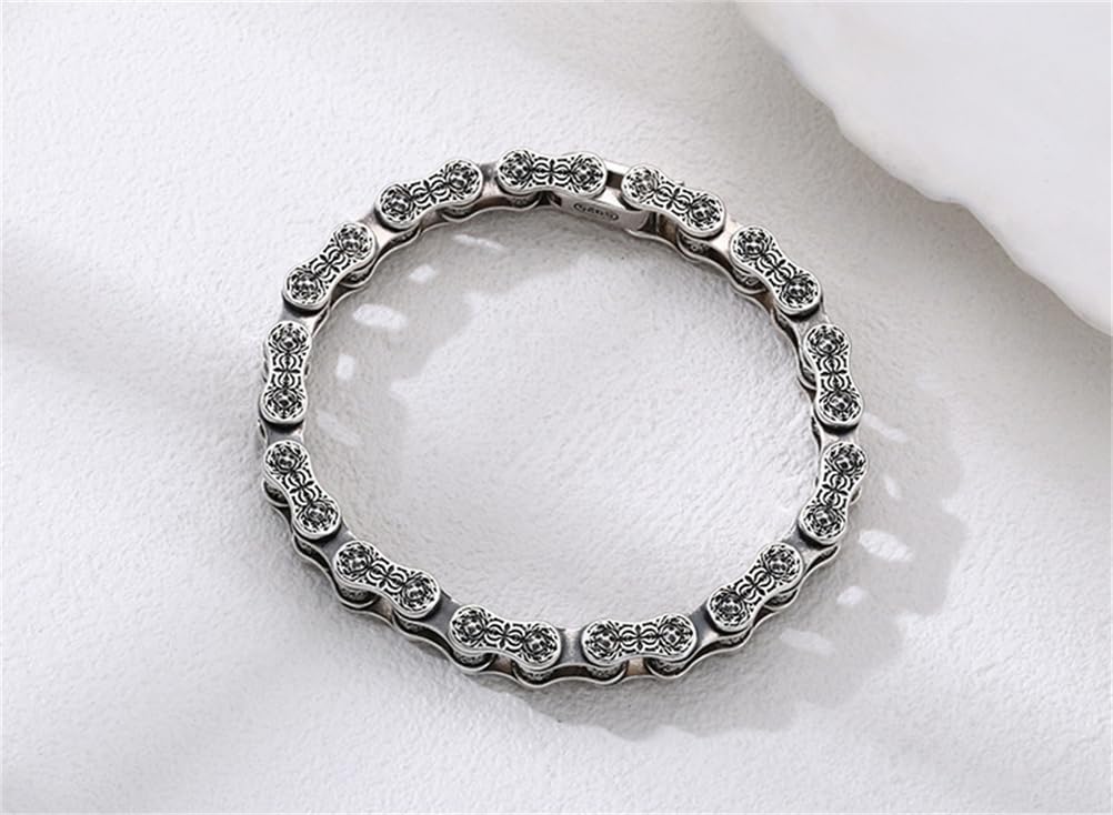 LYGXWJFC S925 Sterling Silber Biker Kette personalisiertes Armband, Herren Tangleweed Vintage Armband