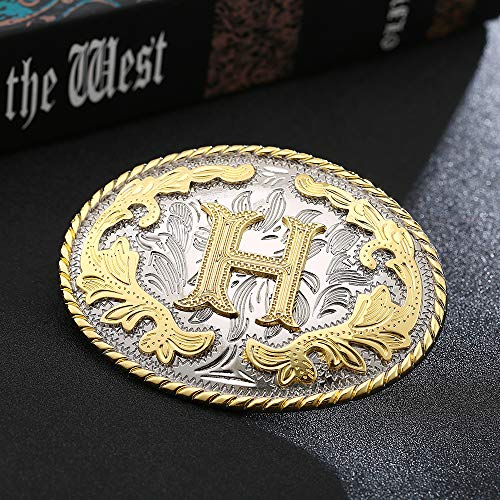 image for HUABOLA CALYN Western Belt Buckle Initial Letters ABCDEFG to Y-Cowboy 