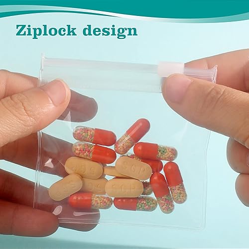 Miniatura 4 de 100 Paquetes de Bolsas para Píldoras sin BPA de 12 mil Transparentes Pequeñas Reutilizables con Cremallera de 3 x 2.75 Pulgadas - Organizador de