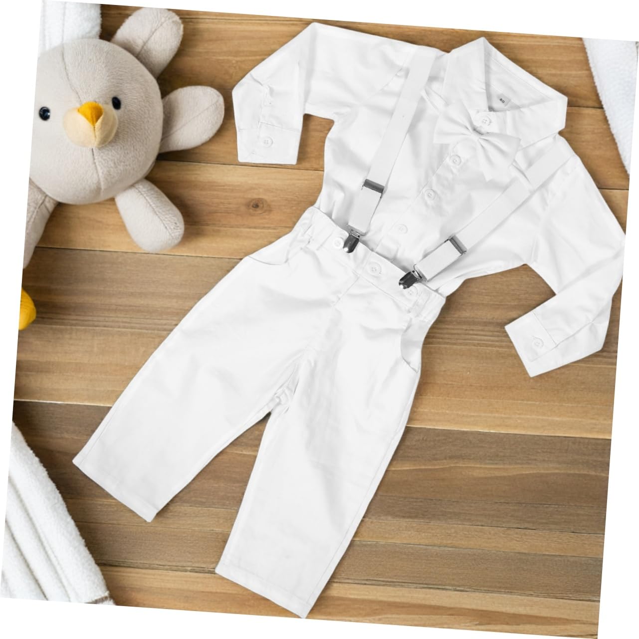 Traje de bautismo infantil camisa de manga larga para bebé trajes para pequeños para bodas atuendo de chico de shower Traje de caballero bebé algodón blanco