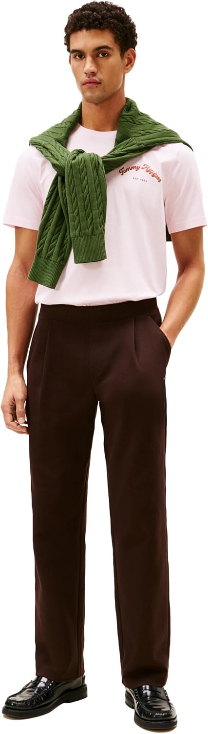Tommy Hilfiger Men's Short Sleeve Cotton Graphic T-Shirts with Printed Arched Back Graphic
