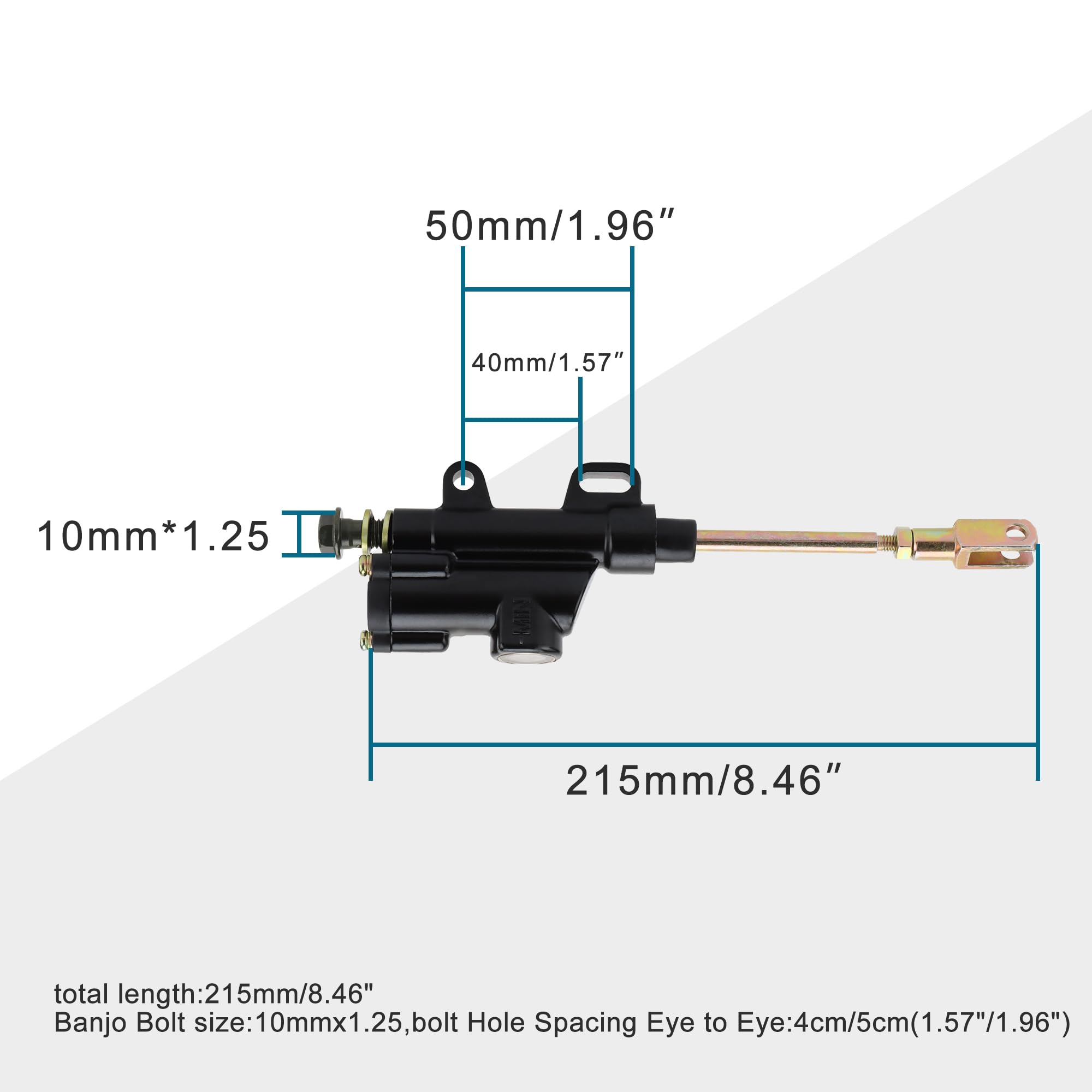 Maître-cylindre Frein Arrière GOOFIT Pour ATV 110cc-140cc - Compatible Sunl Apollo Pitster SSR Thumpstar - Noir