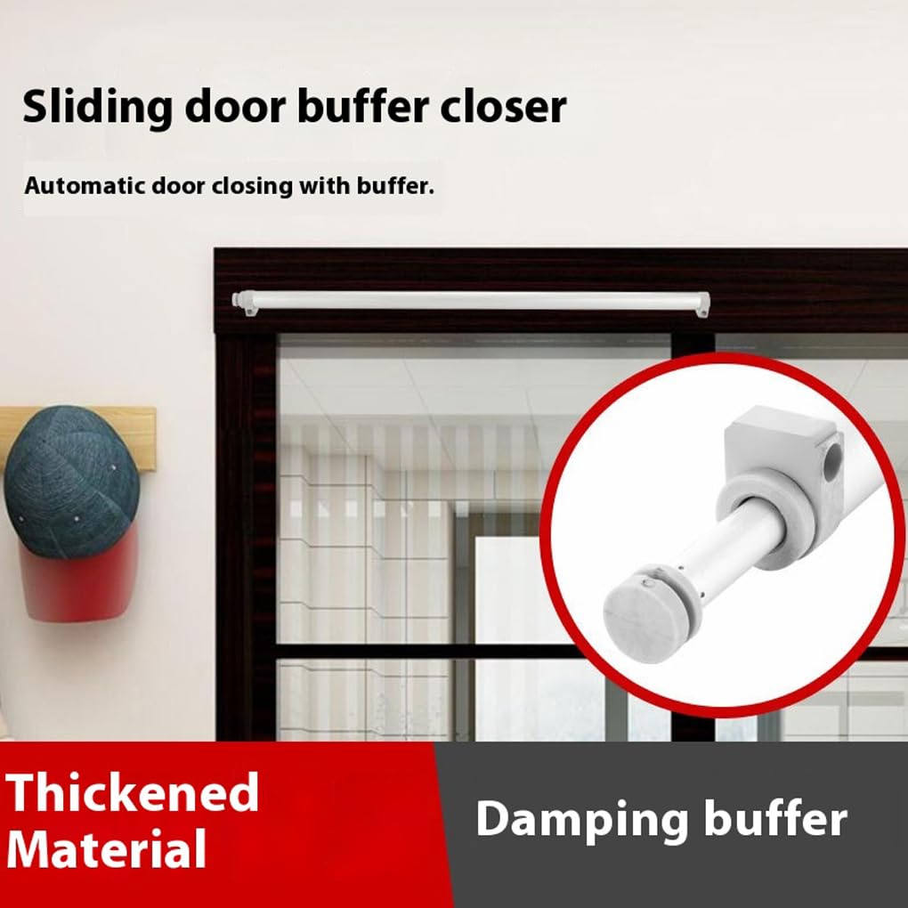 Cierrapuertas automático con puertas de vidrio corredizas, de aleación de aluminio Para blanco, con amortiguación para patio, balcón y baño, 50-70 kg
