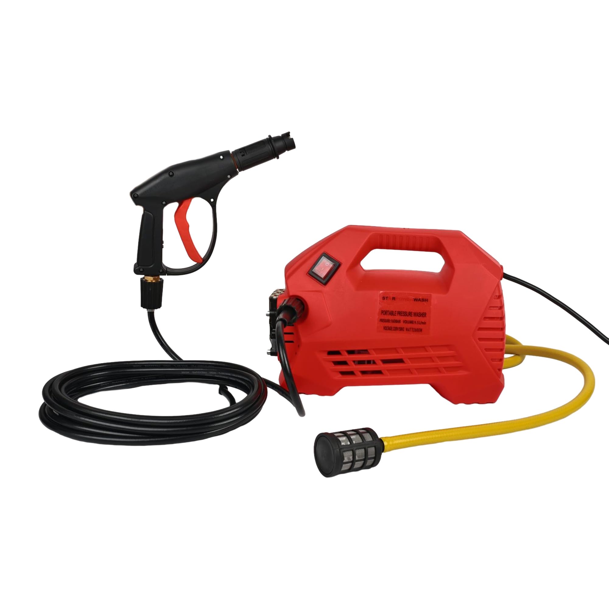 HYCO Label Star Power Electric Pressure Washer, 2600W High Pressure Car Cleaner Machine, 160-220 Bar, 9.5L/Min Flow Rate, 10M Hose, Black and Red-image-19