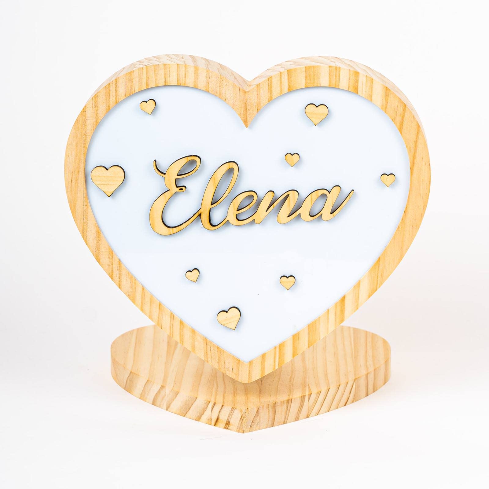 Genérico [ PINE & KIDS ] Lámpara Corazón personalizada con fondo de estrellas. (Un nombre)