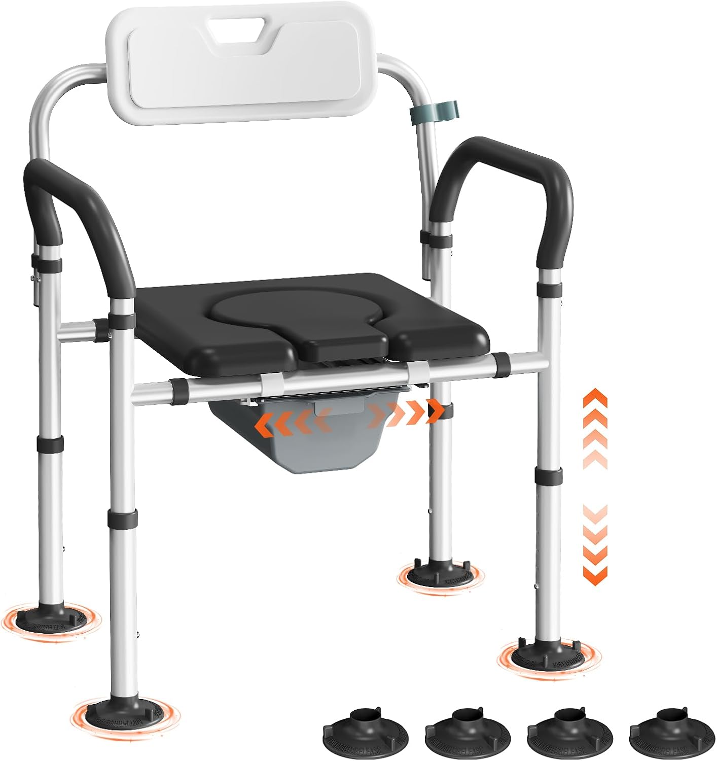 Heavy Duty Bedside Commode Chair with Adjustable Height