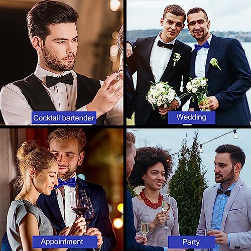 Syksol 10Pcs Pre-Tied Bow Ties For Men, Formal Satin Men's Bowties With Adjustable Neck Band(Blue, Black) #TOP4