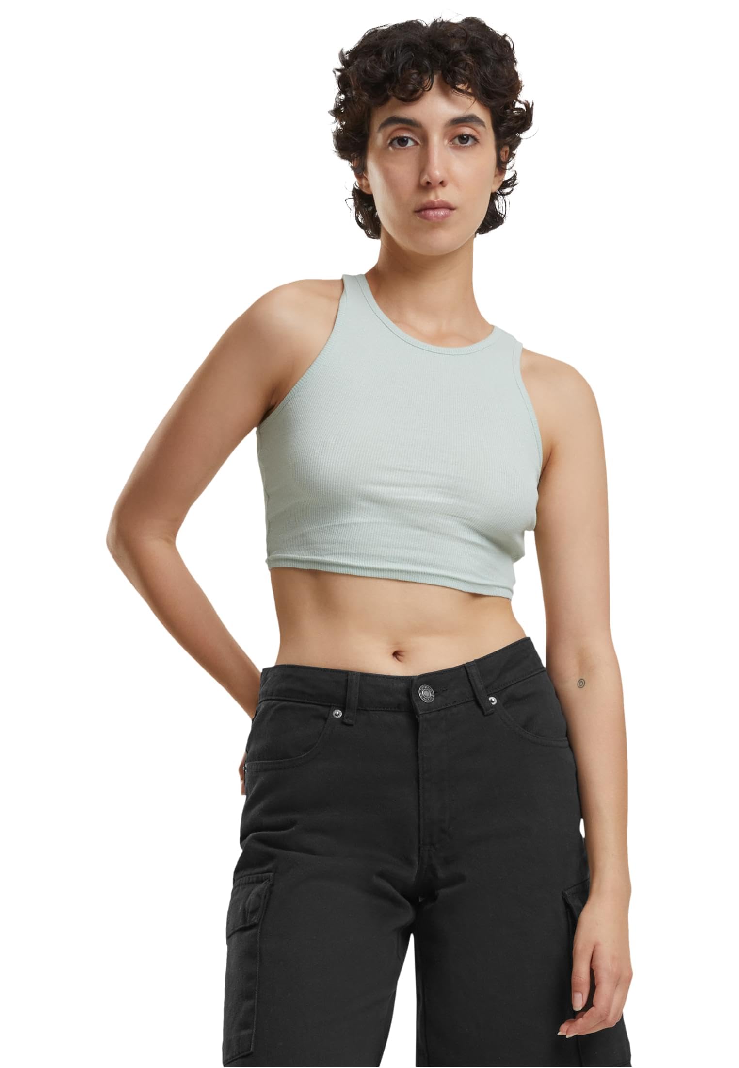Urban Classics Women's Ladies Cropped Rib Top Undershirt, Frostmint, S