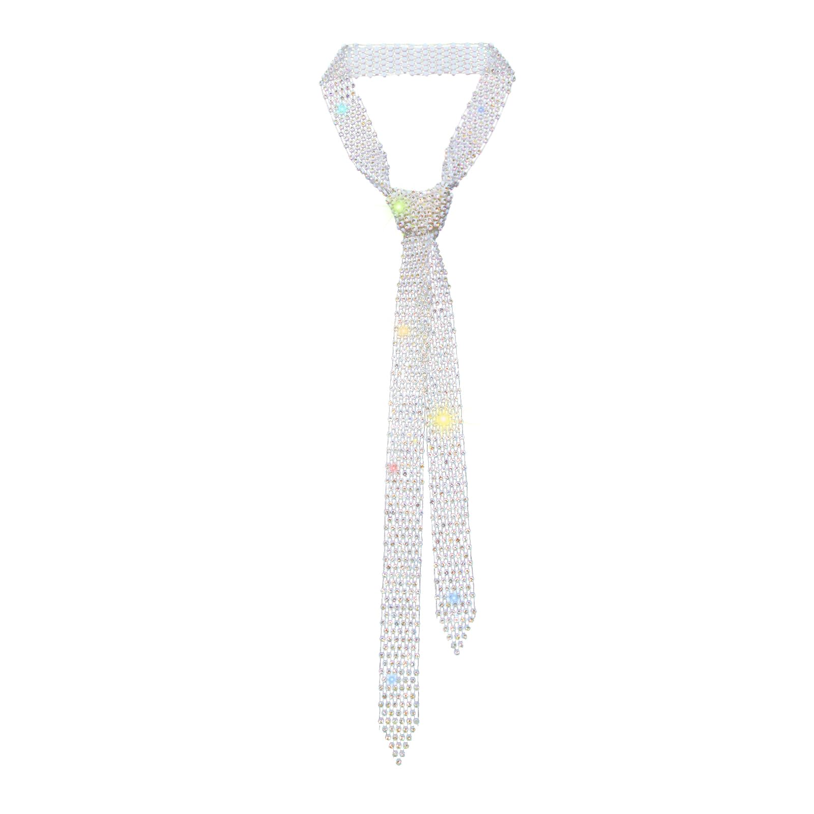 LJBFNN Ties for Women, Sparkling Rhinestone Womens Tie Long Thin Crystal Necktie for Party Prom Wedding Cosplay Beach Daily