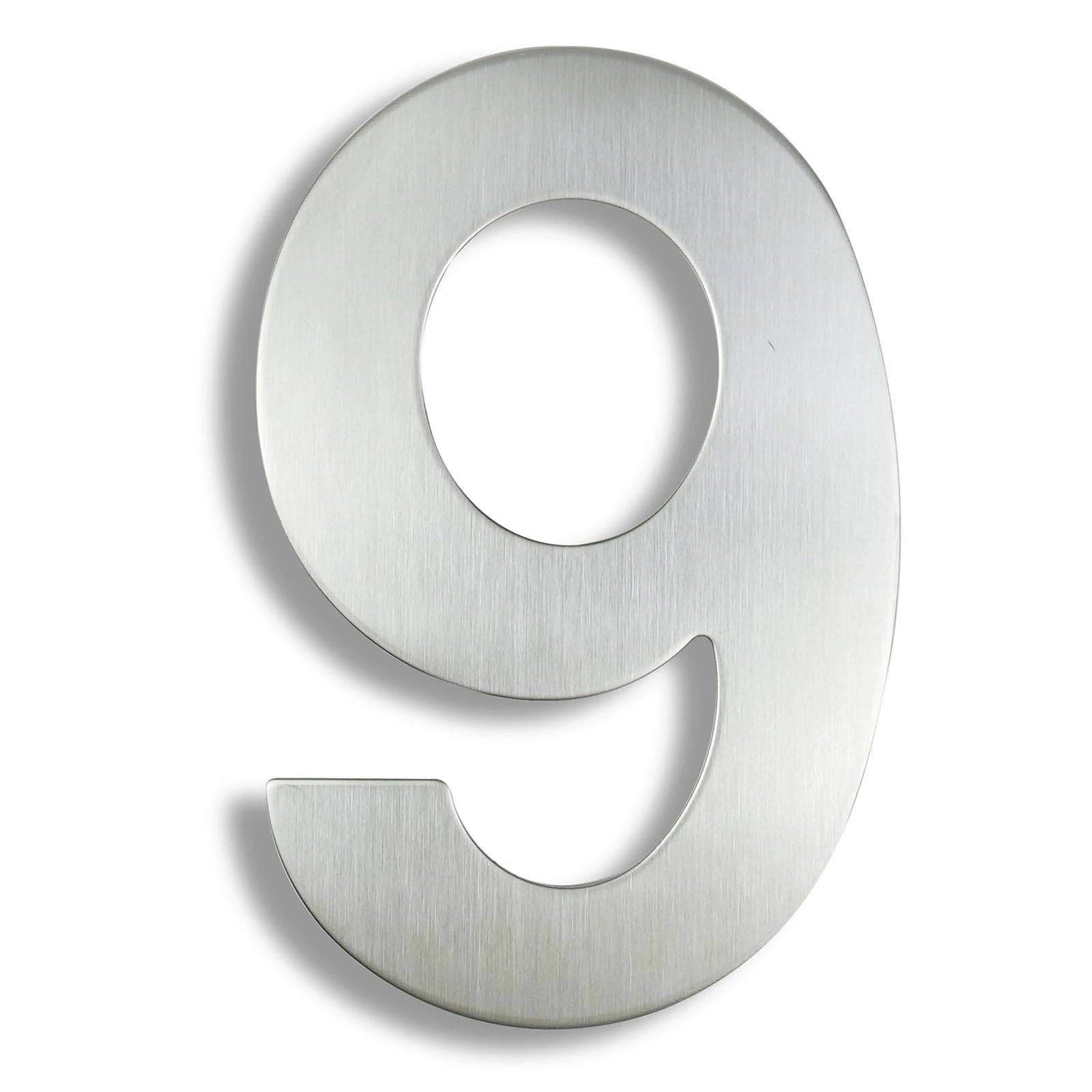 6/8/12 Inch Floating House Numbers Modern Metal Stainless Steel Door Number Silver/Black Mailbox Address Sign with Screws, for Wall Decor Apartment Garden Yard Hotel Cafe Office Street(Silver 9,6In)