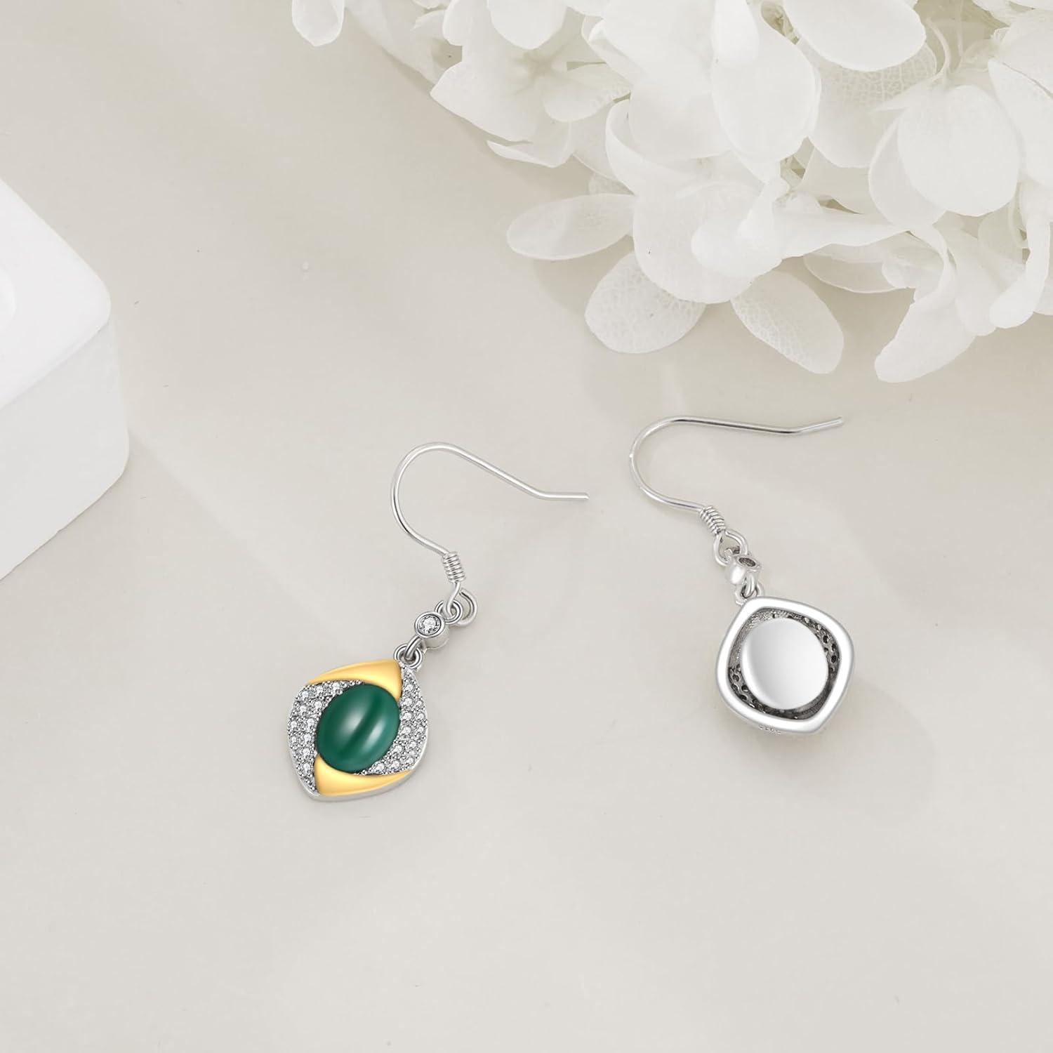 Jade Drop Dangle Earrings 925 Sterling Silver Jewelry Gifts for Women - Image 5