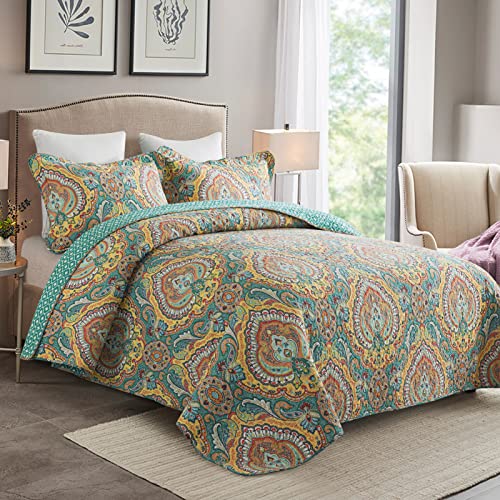 TWINRUN King Size Quilt Bedding Set, Lightweight Floral Bedspread King Size (96 * 108 Inch) for Bed, 3 Pieces Coverlet Comforter Set for All Season - Image 2