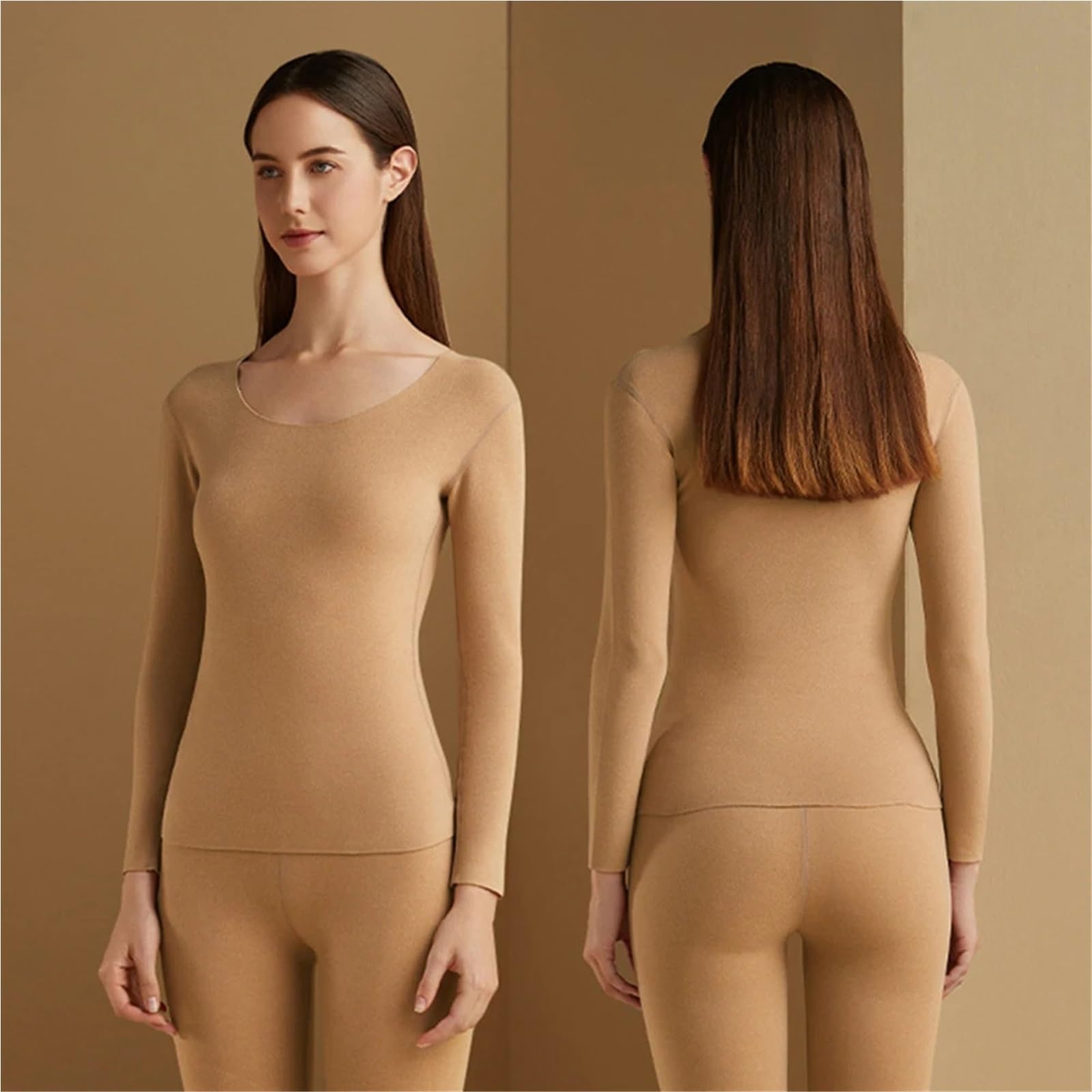 Ropa Interior térmica for Mujer, Ropa de Invierno sin Costuras, Gruesa, Doble Capa, lencería cálida, Conjunto for para Esquí,Moto