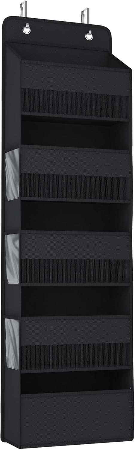 1 Pack 5-Tier Over the Door Organizer, Heavy-Duty Large Deep Pocket Hanging With 5 Large Front & 6 Side Pockets With for Pantry, Kitchen, Bathroom, Dorm, Black - Image 2