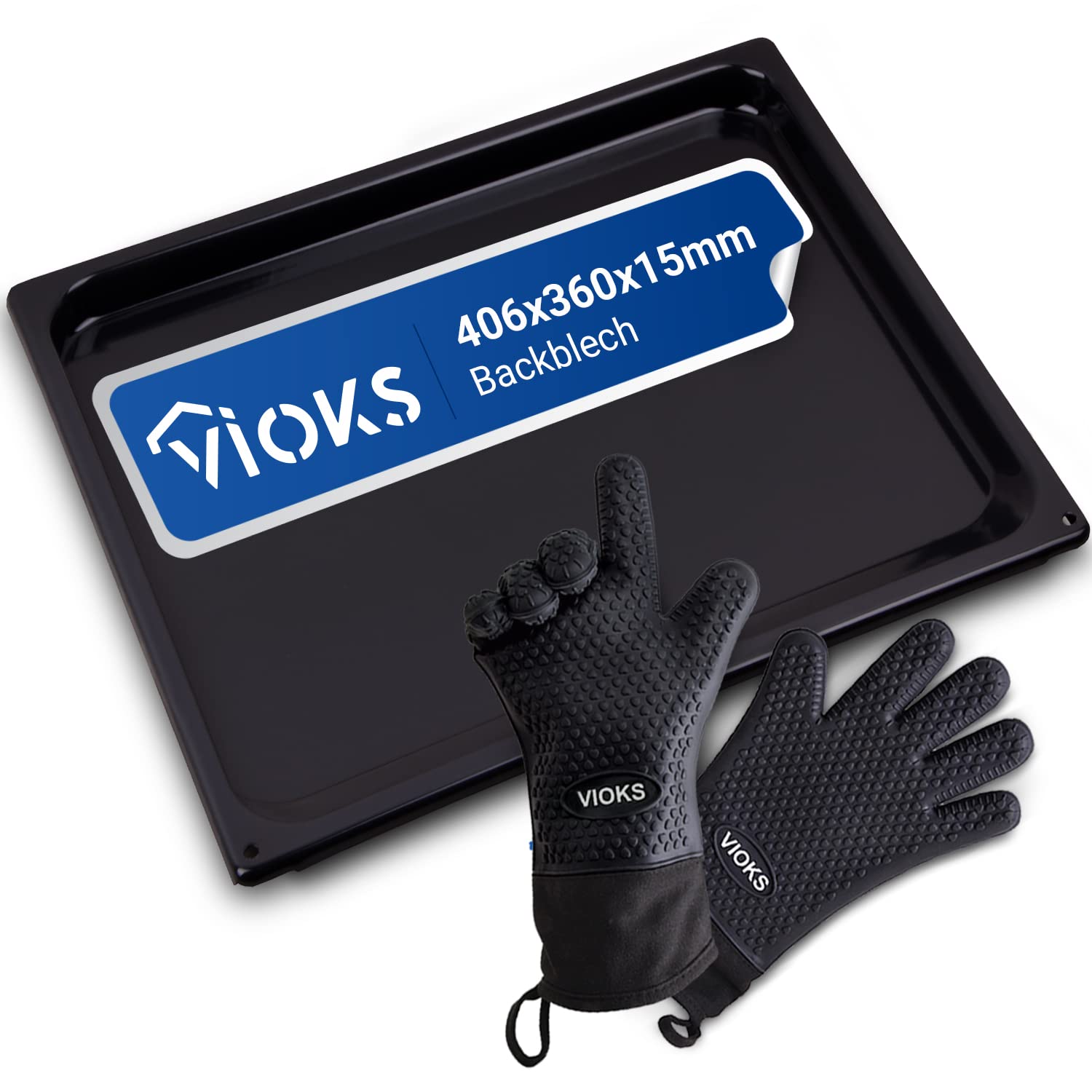Gorenje 334774 AC037 - Bandeja de Horno Acero (406 x 360 mm, con 2 guantes de silicona)