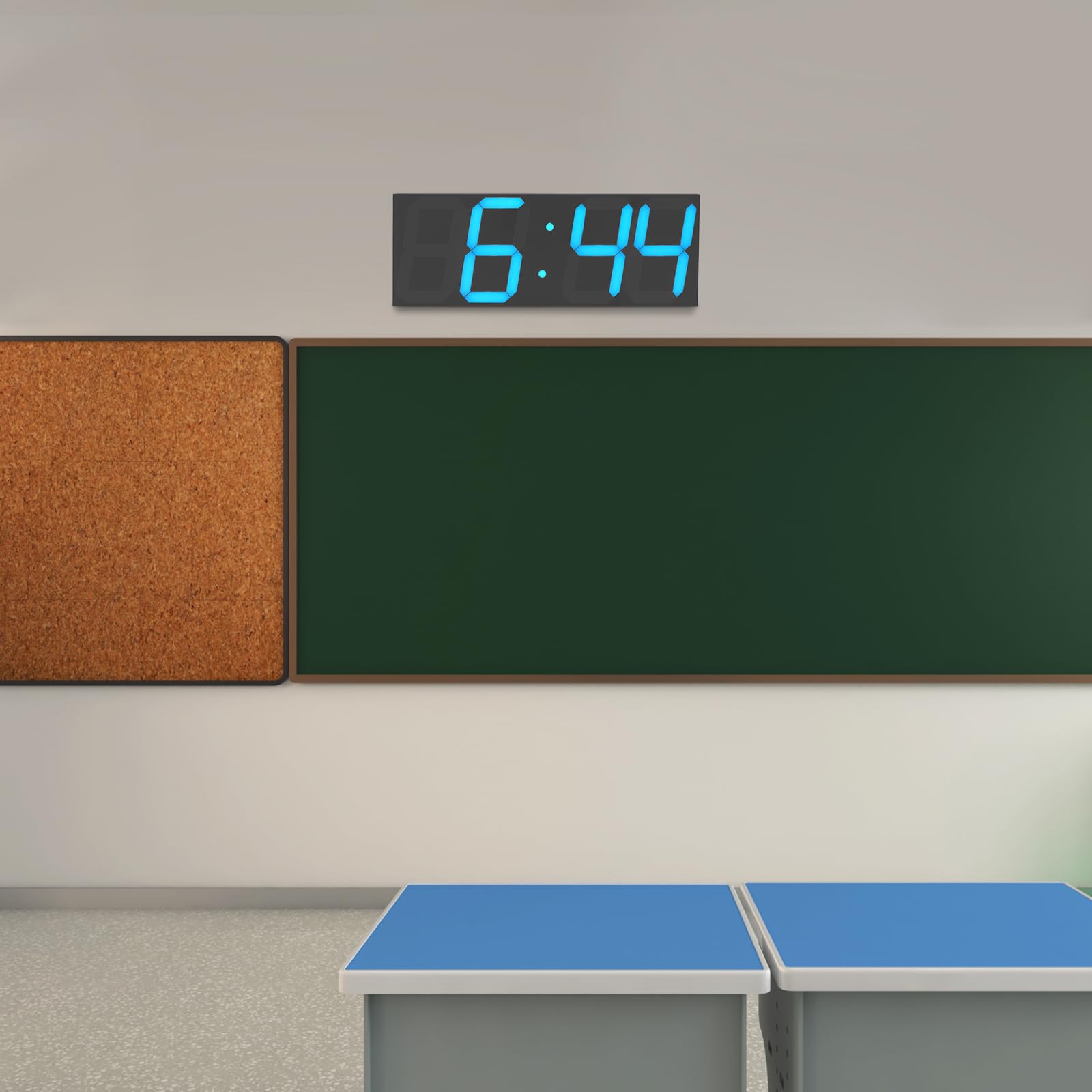 Orologio da parete a LED digitale con telecomando, 142 perline LED, Bluetooth, 12/24 ore, grande display, timer, conto alla rovescia, soggiorno, ufficio, camera da letto, 45 x 16 x 2,5 cm