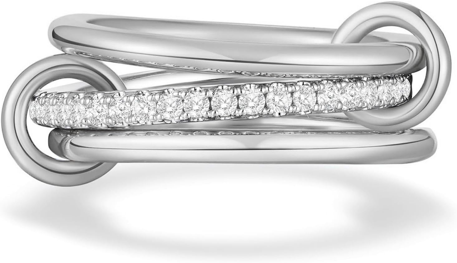 18K Gold Plated Stackable Rings for Women Mixed Metals Stack Rings Set Three Ring Set Stackable Cubic Zirconia Bands Size 5-10