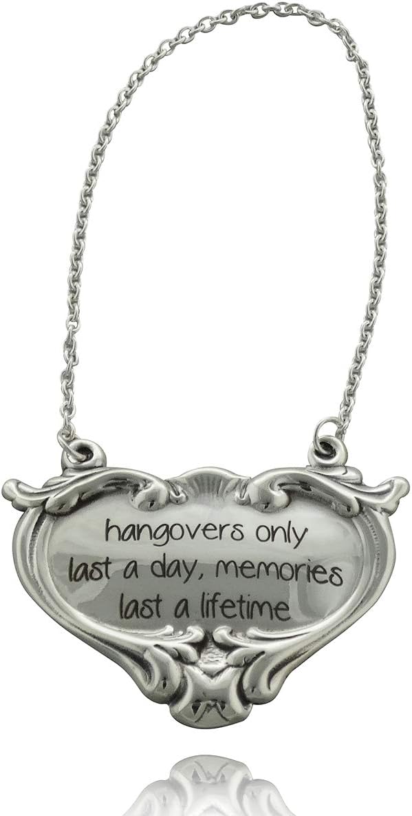 Sterling Silver Engravable Oval Wine Liquor Bottle Decanter Label Name Tag