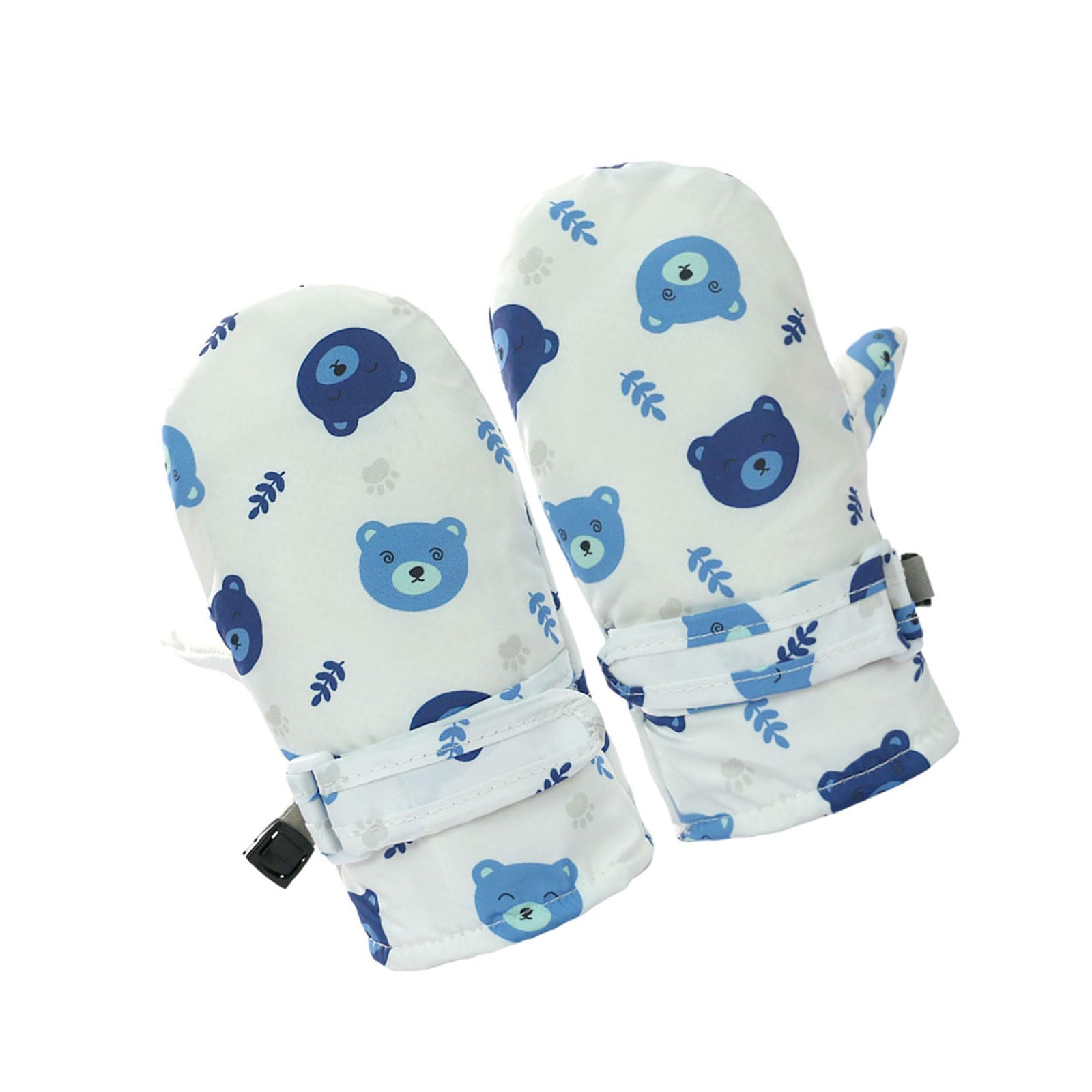 jiahesuw Children Winter Warm Snow Gloves Kids Ski Gloves Splashproof Mittens Printed Cartoon Bear Gloves Thicken Thermal Mitts