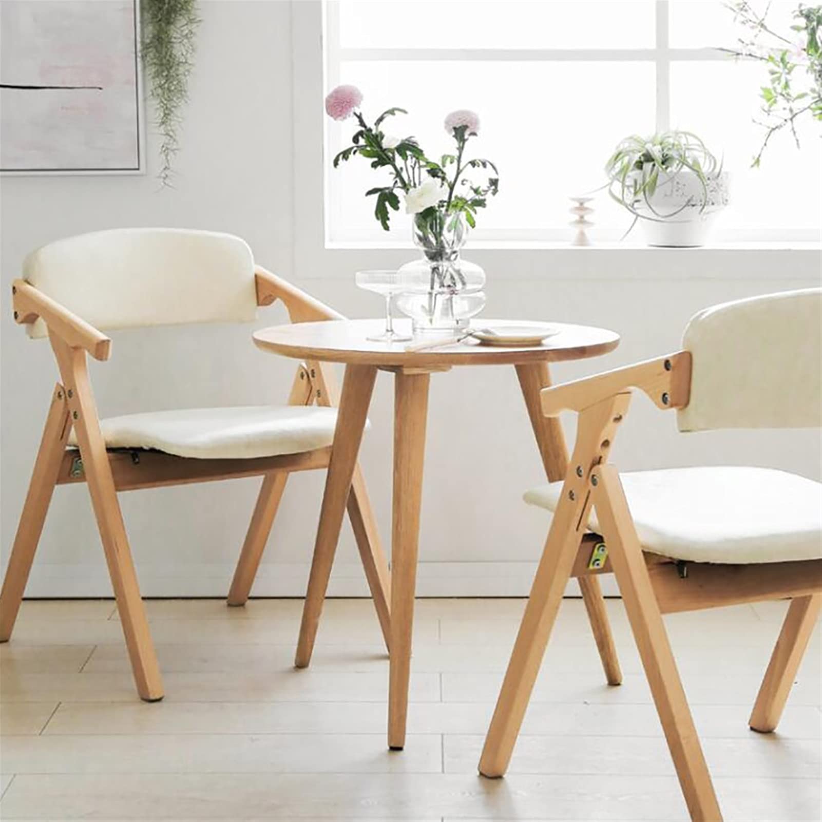 Sillas de Comedor Plegables tapizadas con Asiento y reposabrazos Acolchados, sillas auxiliares apilables para Cocina y Sala de Estar, Juego de 1