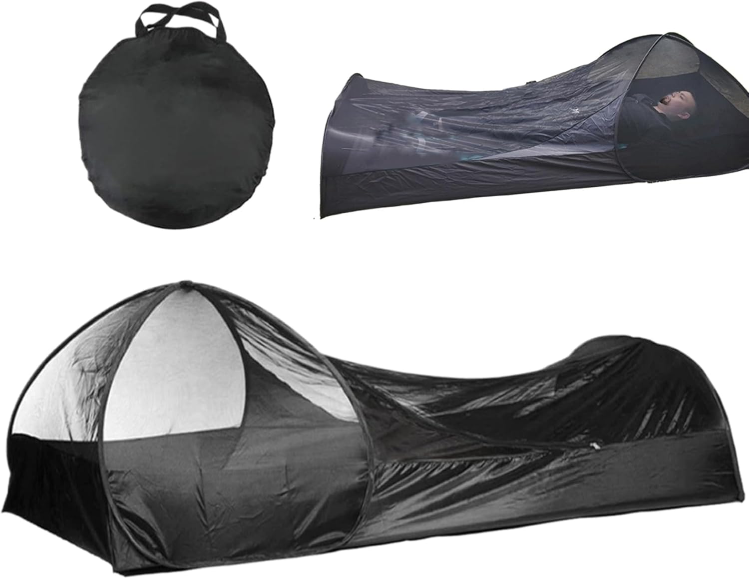 One Person Up Tent Bivy Tent, Foldable Single Person up Tent, Waterproof Moisture Proof Fine Mesh Tent, Portable Bug Net for Camping Outdoor 82.7x41.3x27.6, Black