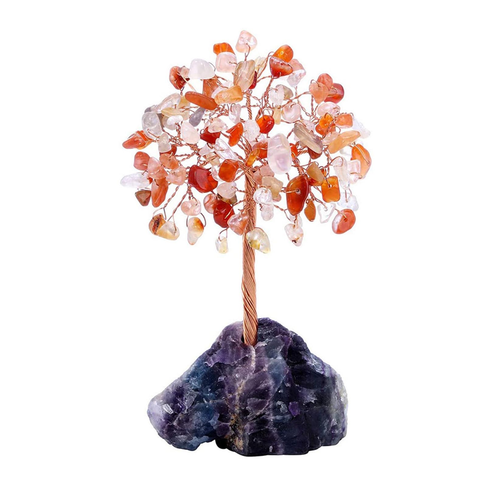 Unique Tree Copper Wire Money Decor For Bedroom Living Room Stone Money Tree Copper Fluorite Base Base Potted Home Decor, Style 5