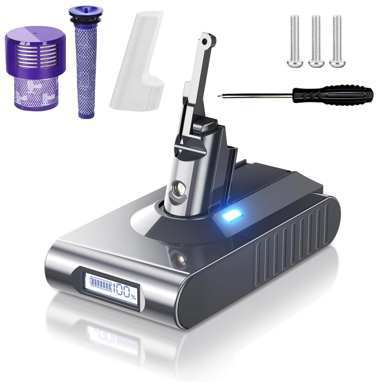Replacement battery with Digital display screen for Dyson V8 SV10