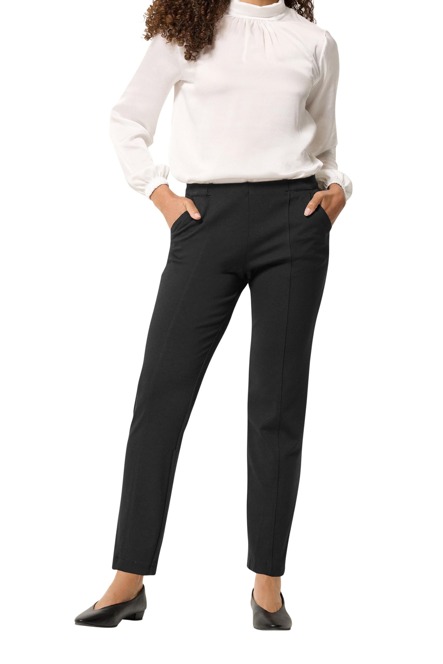 M&Co Women's Black Grey Ponte Seam Detail Trousers