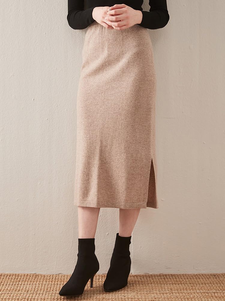 Dninmim Falda De Talle Alto De Lana para Mujer Faldas Midi con Abertura Lateral En Forma De A para Otoño E Invierno