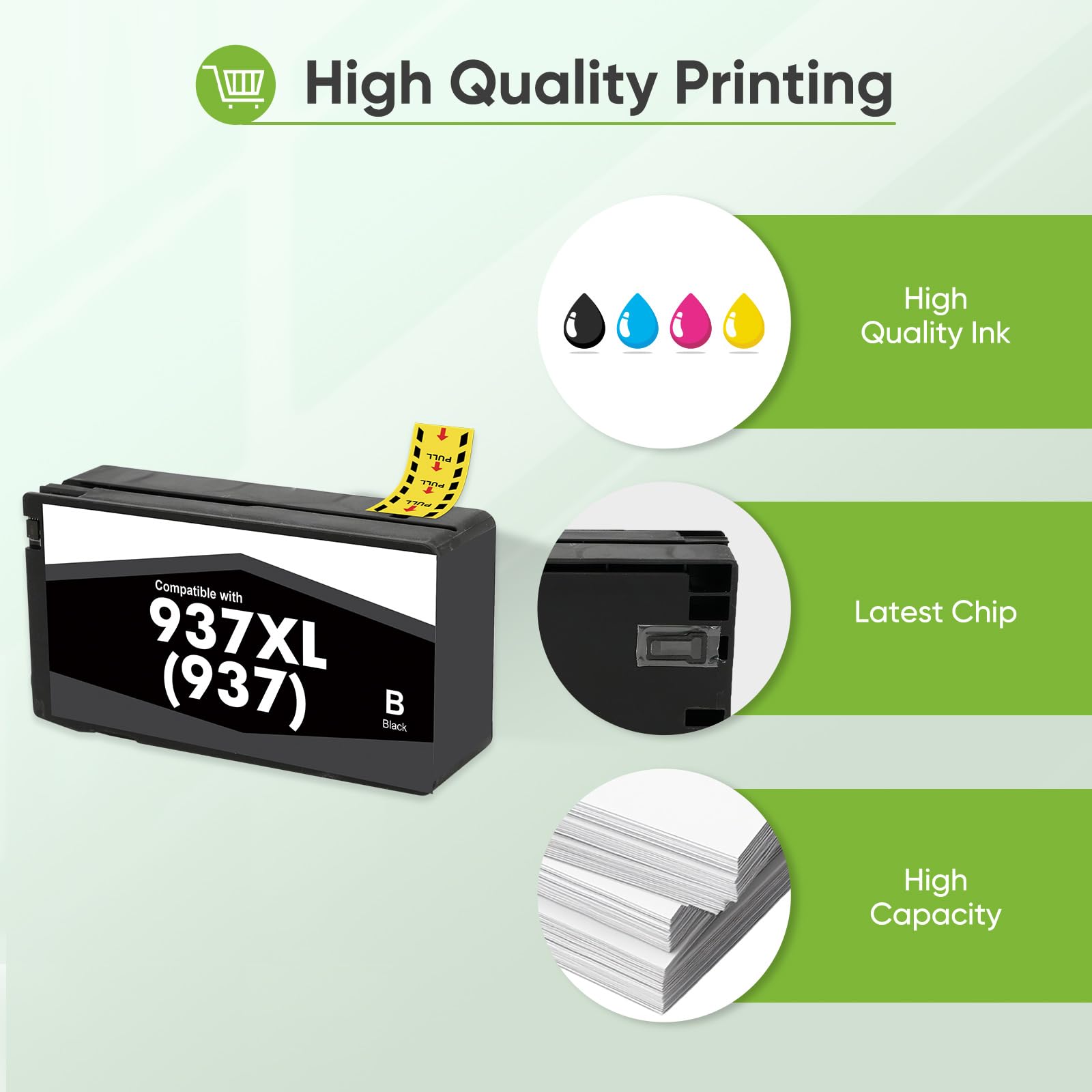 937XL 937 Duckerpatronen Multipack XL 9120e für HP 937 937e Tintenpatronen | Kompatibel für HP937 für HP OfficeJet Pro 9730e 9132e 9720e 9122e 9110b 9135e 9125e Patronen (Schwarz Cyan Magenta Gelb)