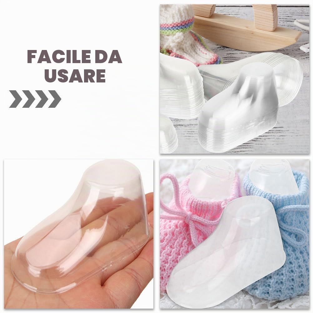 Amosfun Modello Di Piedini Per Bambini Supporto Per Display Scarpe Da Bambino E Calzini Forma Trasparente Per Stivaletti E Scarpine Neonata Per Negozio E Casa 100 Pezzi