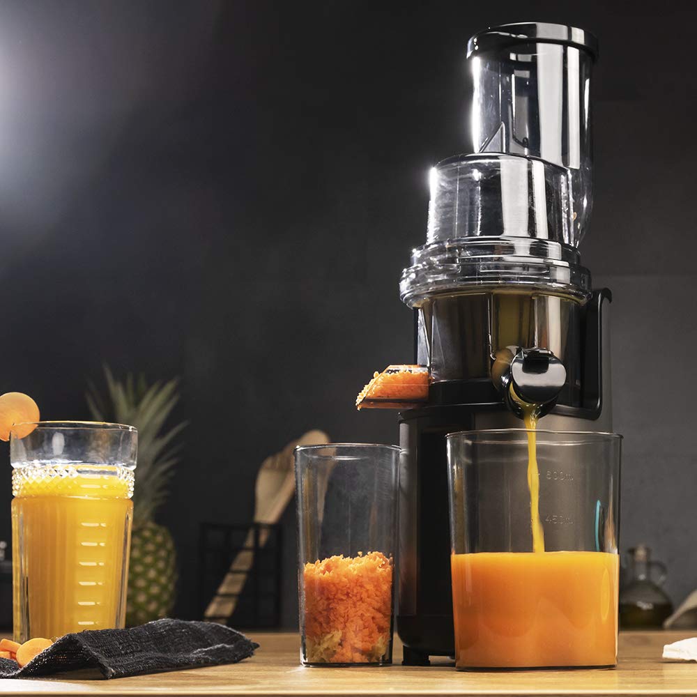 Cecotec Licuadora para Frutas y Verduras de Prensa Fría Juice&Live 2500 EasyClean Brush. DC 200W, 70RPM, BPA-Free, 3 Posiciones, Slow Juicer, Filtro EasyClean, Antigoteo, Tritan, Jarra Pulpa y Zumo