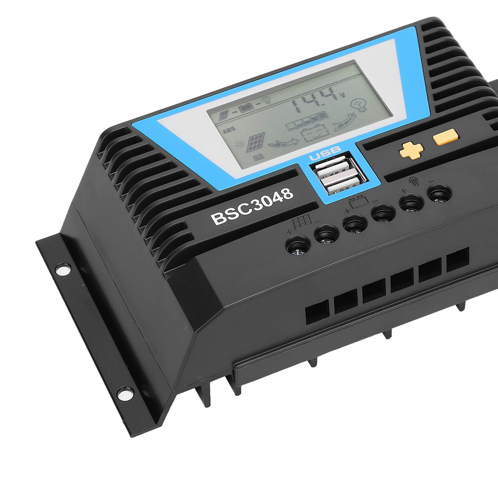 Regulador de carga solar, regulador solar, resistente al agua, control de carga con pantalla LCD, batería de litio, compatible con controlador solar BSC3048, 30 A, 12 V/24 V/36 V/48 V