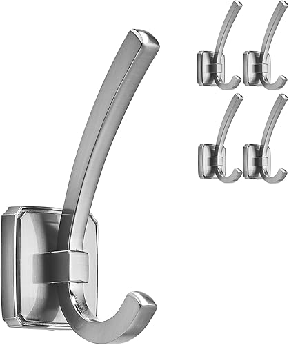 TUNNY Ganchos para colgar en la pared con base cuadrada  Ganchos de níquel cepillado mate, paquete de 5 unidades para armario de zapatos de entrada,