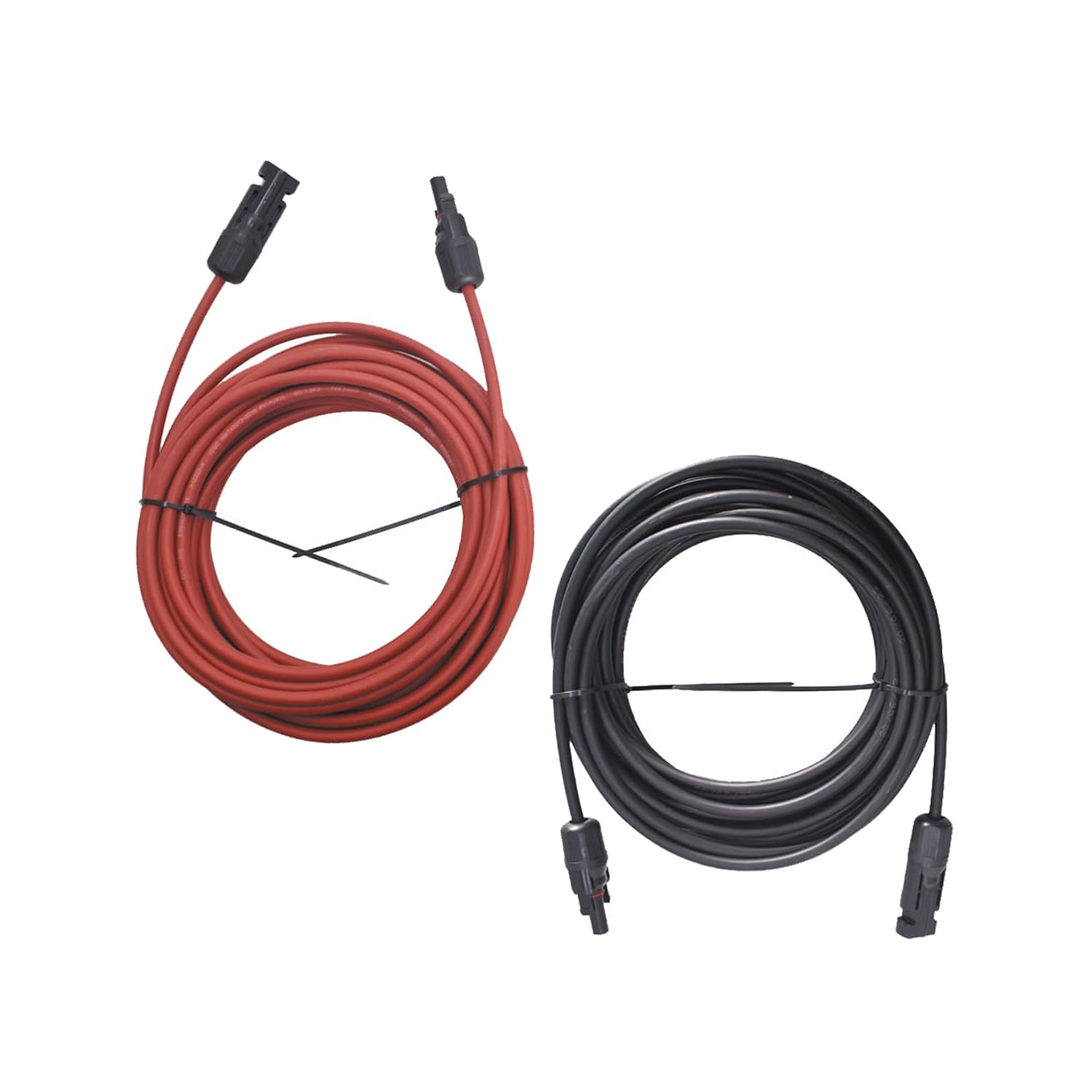 1 Pair 30 Ft Solar Panel Extension Cable Wire Connector 12 AWG Wire + Male Female Plug Red and Black