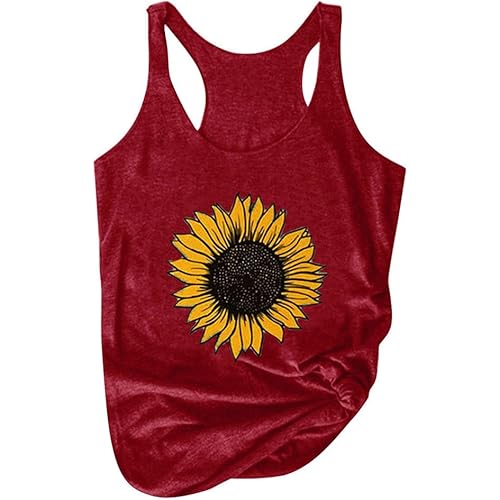 Eduavar Women Tank Tops, Womens Shirts Bee Print Sleeveless Racerback Summer Tunic Loose Fit Casual Workout Tanks Tee